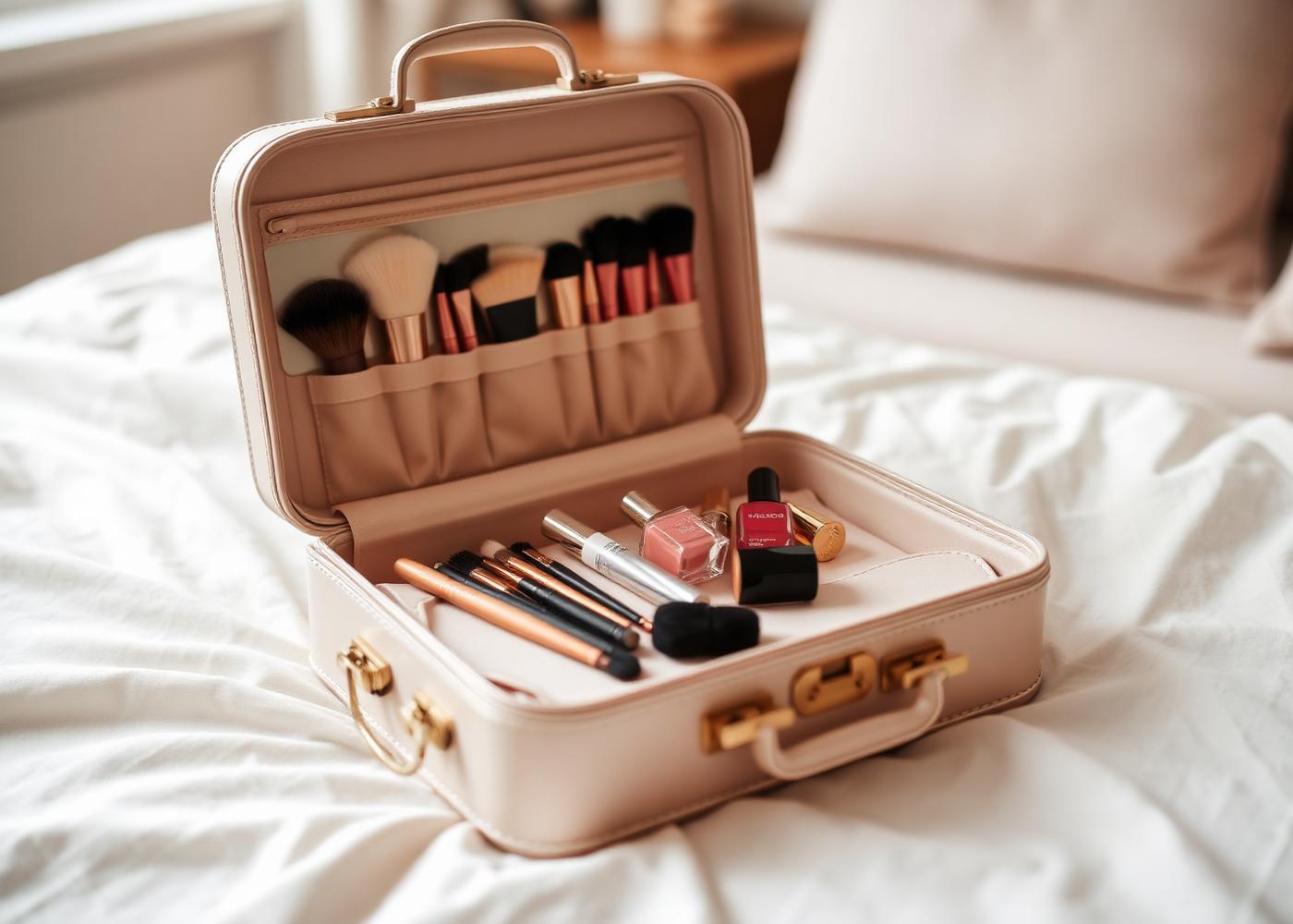 Luxury mobile beauty kit set up in a client's home